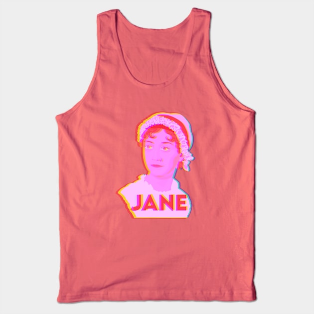 Jane Austen Portrait Neon Tank Top by Obstinate and Literate